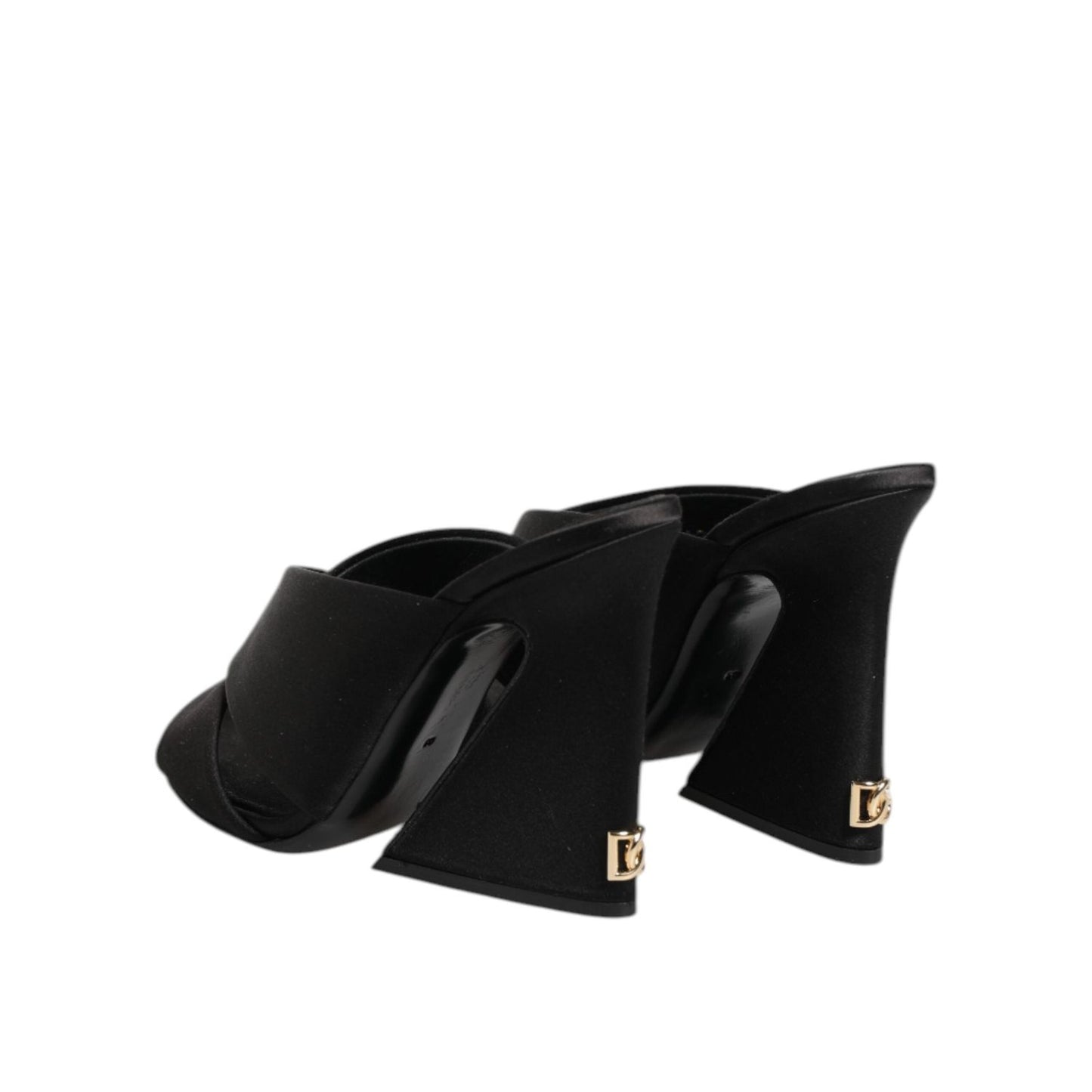 Dolce & Gabbana Black Logo KEIRA Satin Slides Sandals Shoes LA12786-35.5