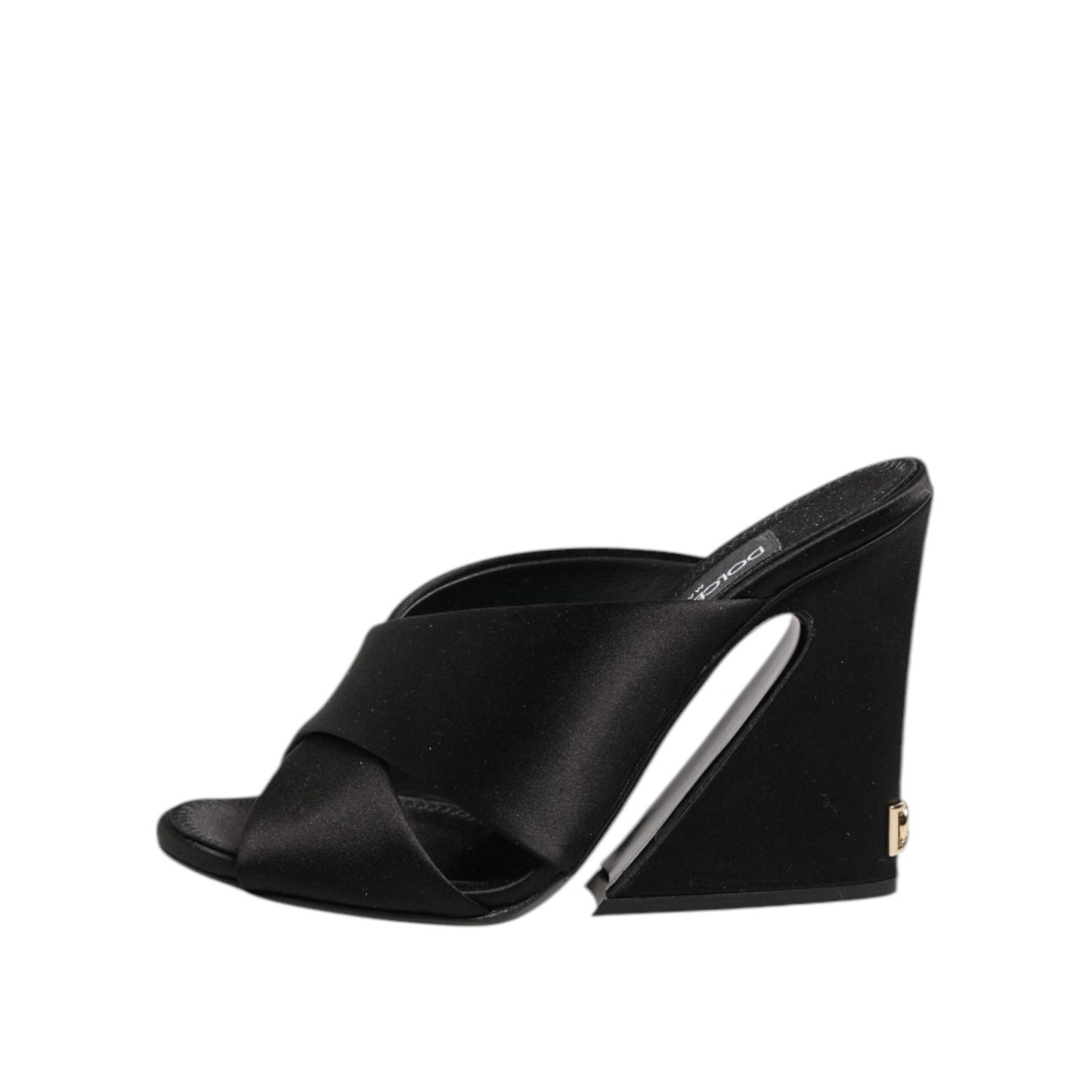 Dolce & Gabbana Black Logo KEIRA Satin Slides Sandals Shoes LA12786-35.5