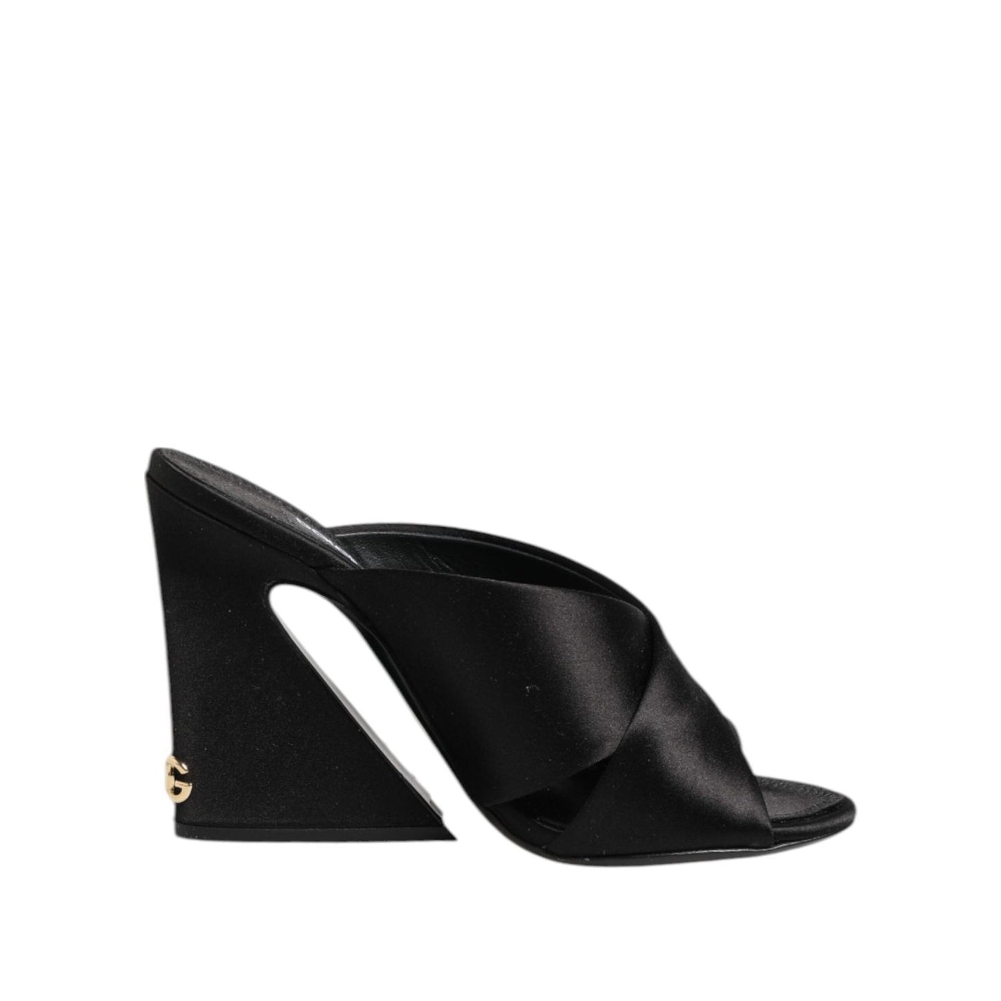 Dolce & Gabbana Black Logo KEIRA Satin Slides Sandals Shoes LA12786-35.5