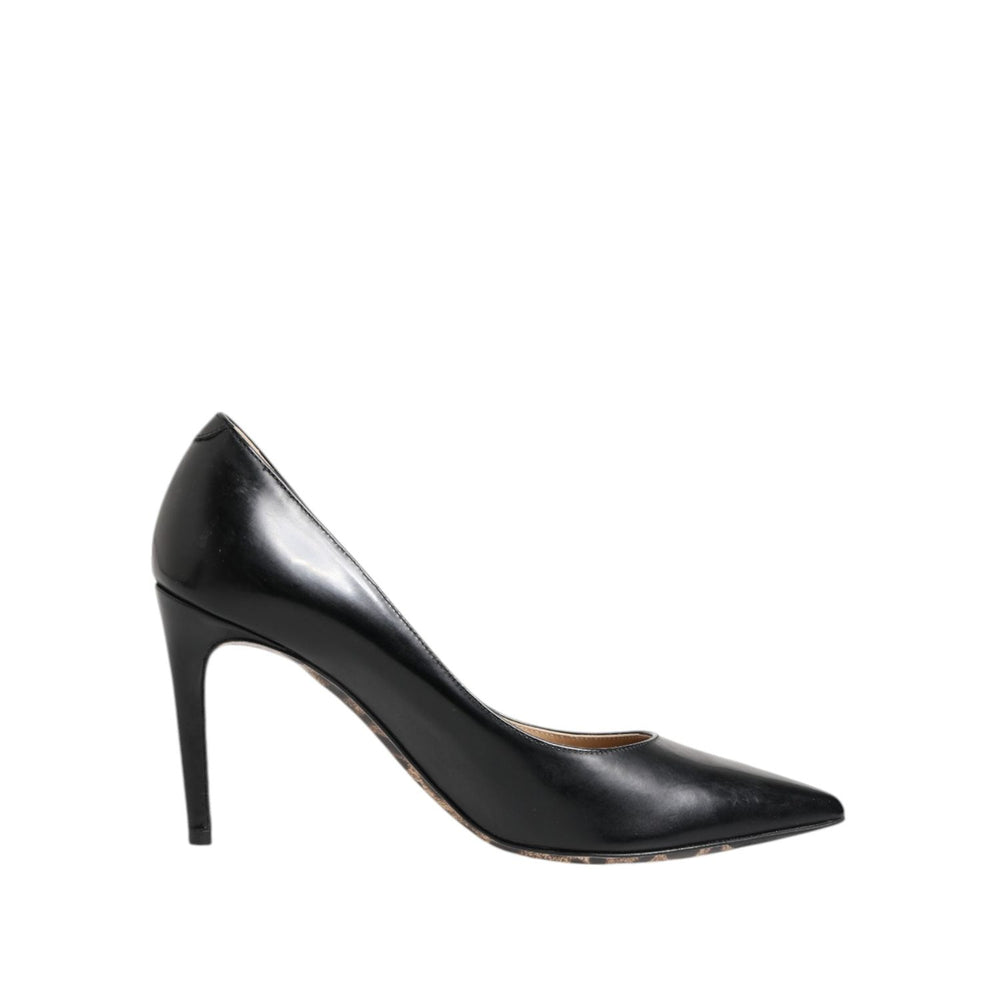 Dolce & Gabbana Black Calf Leather Stiletto Heels Pumps Shoes LA12788-37.5
