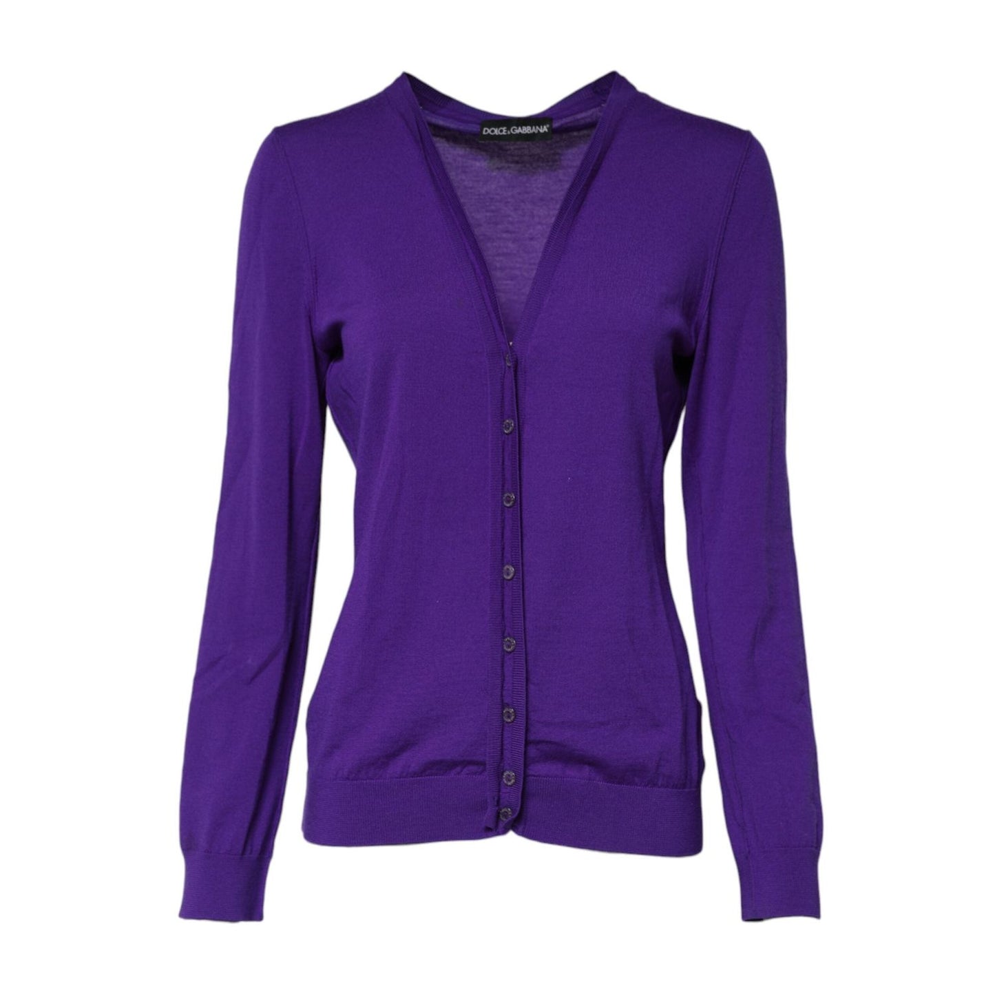 Dolce & Gabbana Purple Wool Knit V-neck Cardigan Sweater TSH90727-46