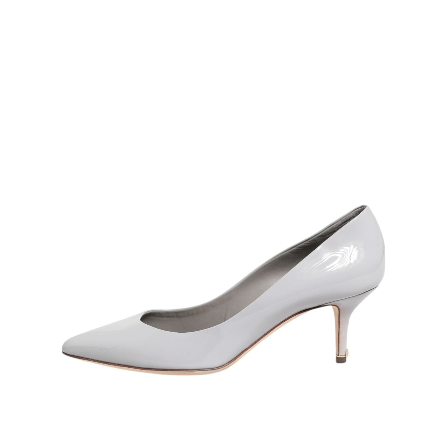 Dolce & Gabbana Light Gray Leather Kitten Heels Pumps Shoes LA12794-39