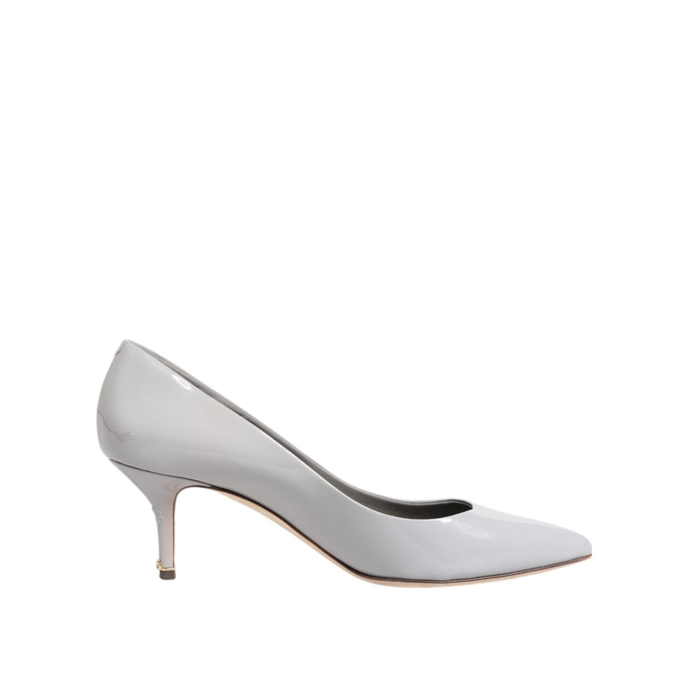 Dolce & Gabbana Light Gray Leather Kitten Heels Pumps Shoes LA12794-39