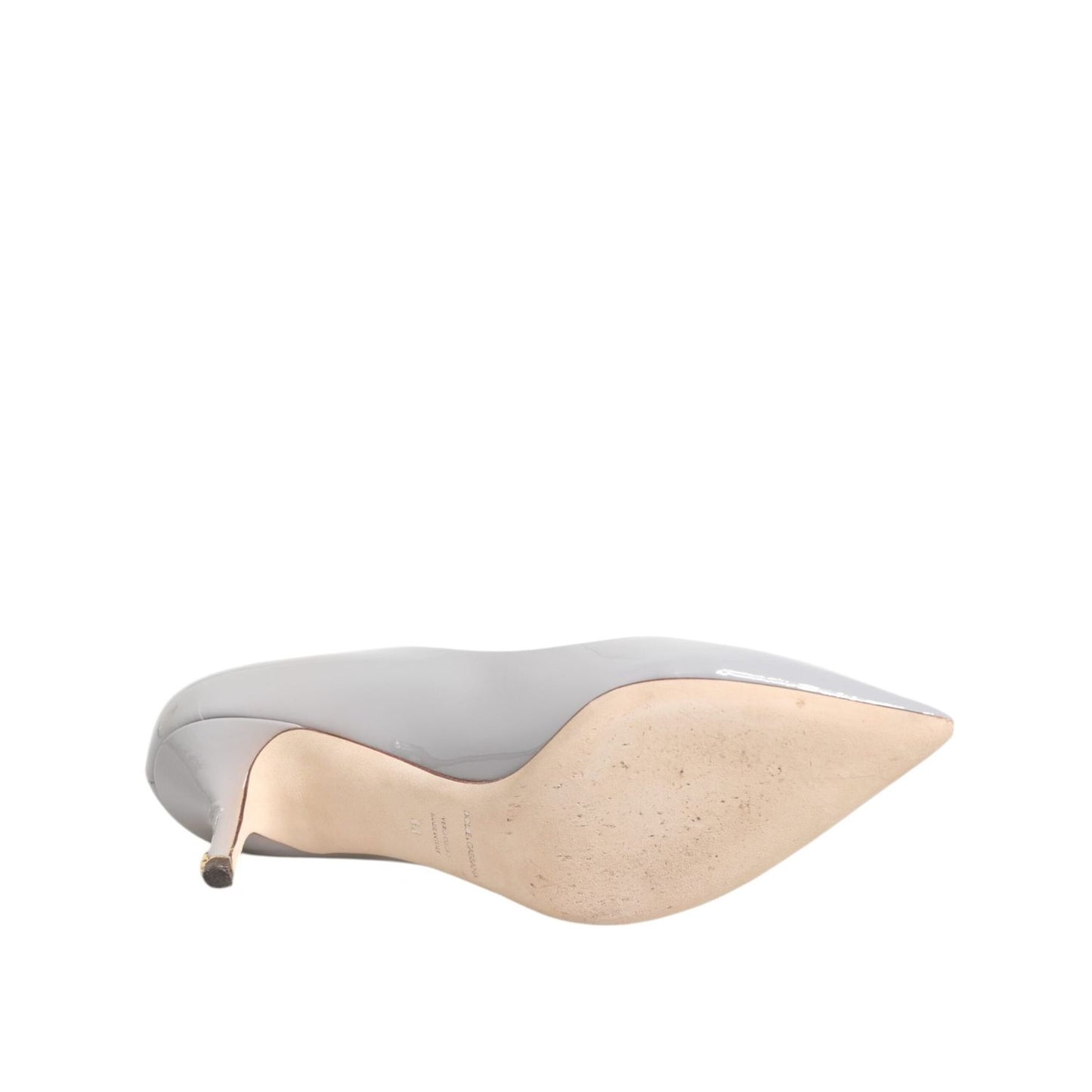 Dolce & Gabbana Light Gray Leather Kitten Heels Pumps Shoes LA12794-39