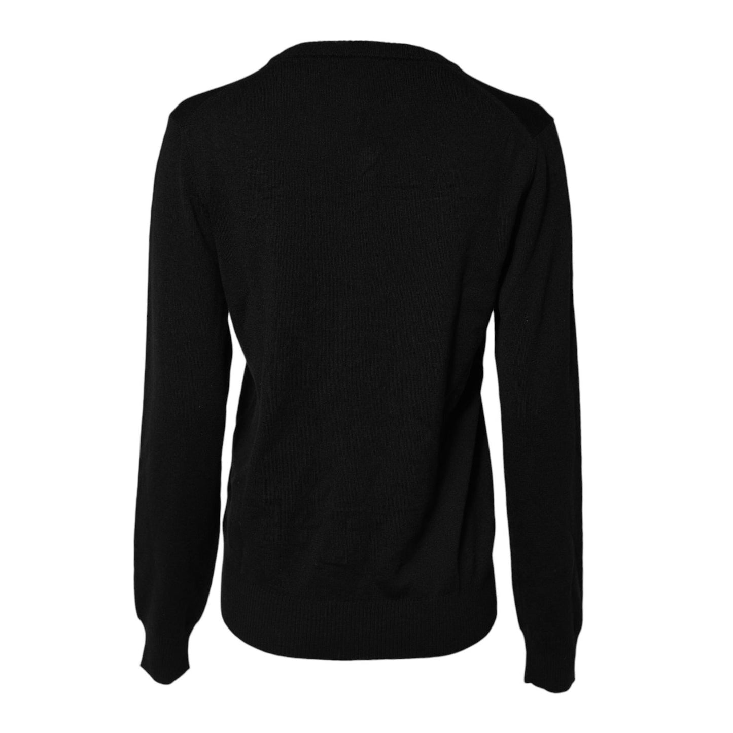 Dolce & Gabbana Black Wool Knit Crew Neck Cardigan Sweater TSH90728-46