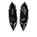 Dolce & Gabbana Black Crystals Studs Stiletto Pumps Shoes LA12798-39