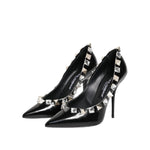 Dolce & Gabbana Black Crystals Studs Stiletto Pumps Shoes LA12798-39