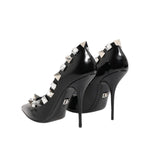 Dolce & Gabbana Black Crystals Studs Stiletto Pumps Shoes LA12798-39