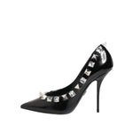 Dolce & Gabbana Black Crystals Studs Stiletto Pumps Shoes LA12798-39