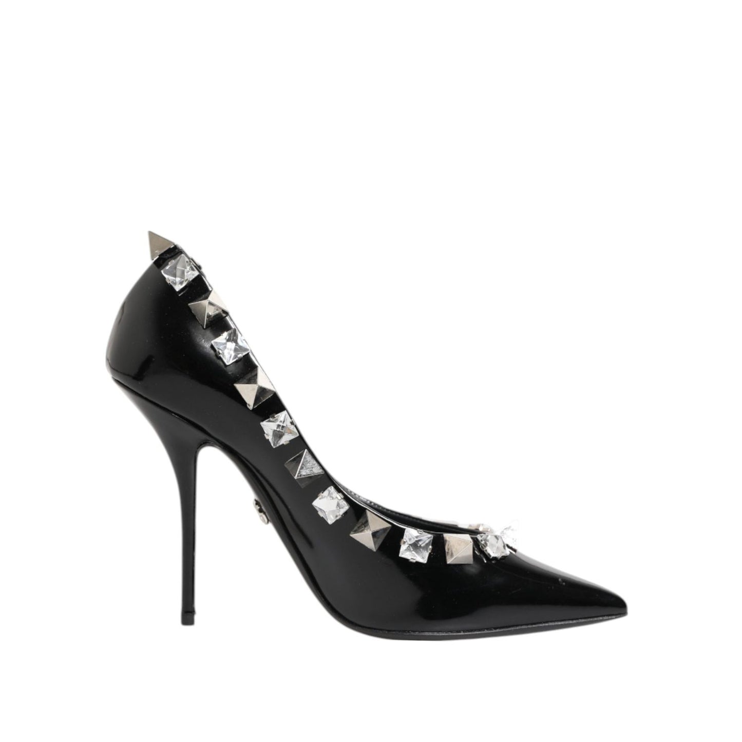 Dolce & Gabbana Black Crystals Studs Stiletto Pumps Shoes LA12798-39
