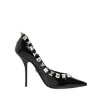 Dolce & Gabbana Black Crystals Studs Stiletto Pumps Shoes LA12798-39