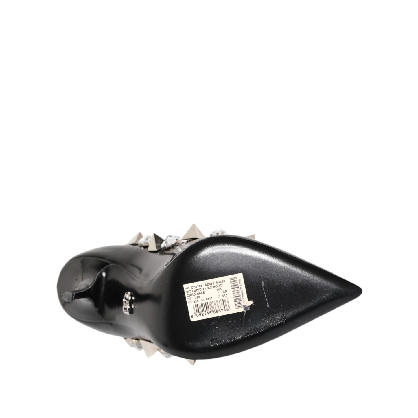 Dolce & Gabbana Black Crystals Studs Stiletto Pumps Shoes LA12798-39