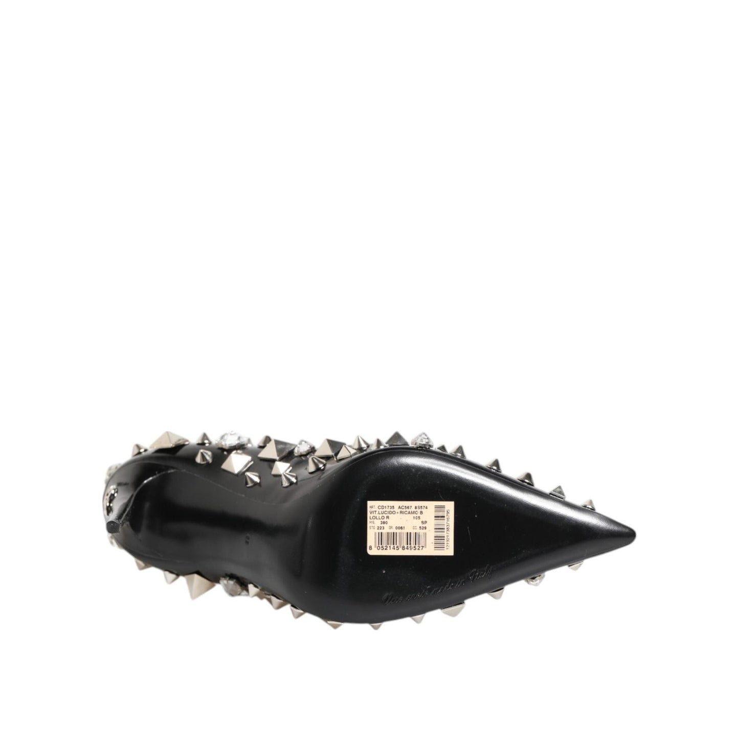 Dolce & Gabbana Black Crystals Studs Stiletto Pumps Shoes LA12799-39