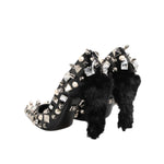 Dolce & Gabbana Black Crystals Studs Stiletto Pumps Shoes LA12815-39