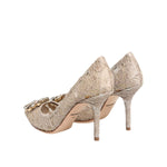 Dolce & Gabbana Beige Taormina Lace Crystal Heels Pumps Shoes LA12820-35.5