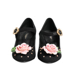 Dolce & Gabbana Black Flower Crystal Embellished Mary Jane Shoes LA12825-36
