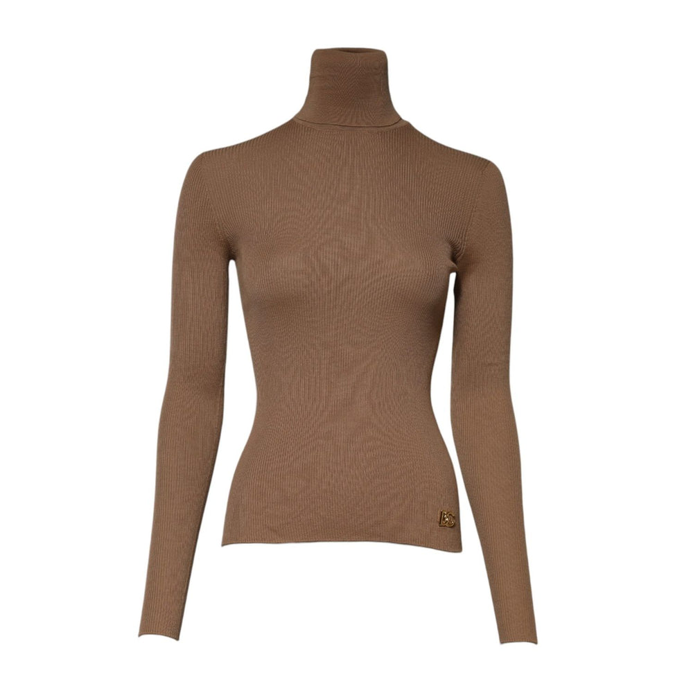 Dolce & Gabbana Brown Knit Long Sleeves Turtleneck Sweater TSH90735-36