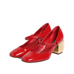 Dolce & Gabbana Red Leather DG Logo Heels Sandals Shoes LA12852-35.5