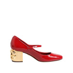 Dolce & Gabbana Red Leather DG Logo Heels Sandals Shoes LA12852-35.5