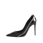 Dolce & Gabbana Black Patent Leather Zipper Heels Pumps Shoes LA12877-39