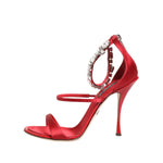 Dolce & Gabbana Red Satin Crystals Keira Sandals Heels Shoes LA12905-37.5