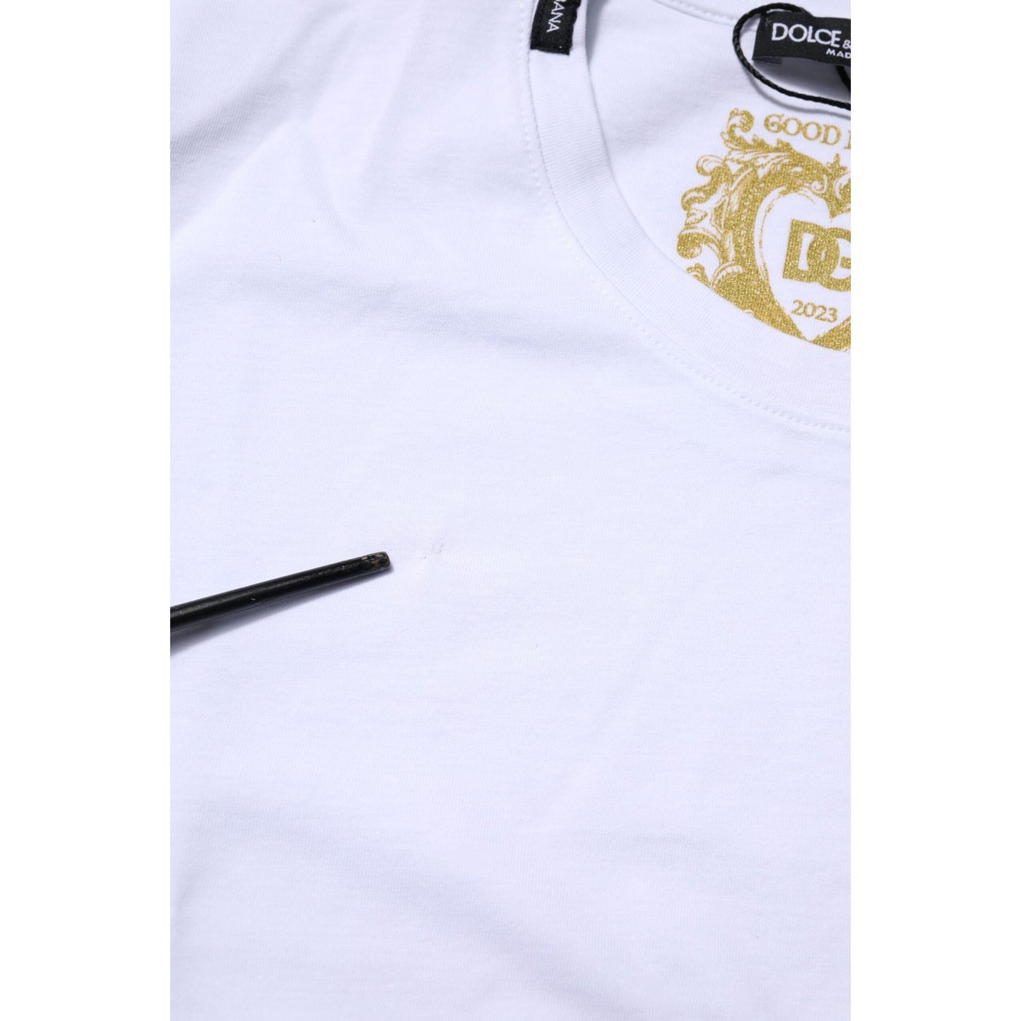 Dolce & Gabbana White Cotton Goodluck 2023 Crew Neck T-shirt TSH90686-46