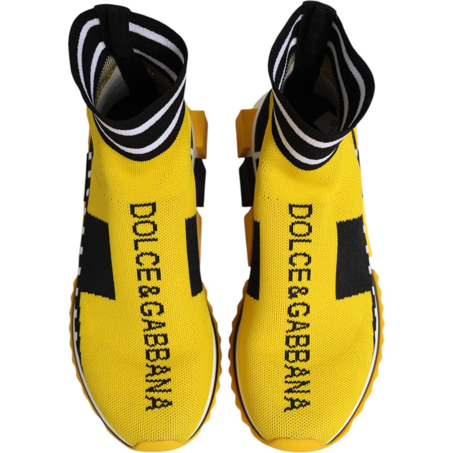 Dolce & Gabbana Yellow Black Sorrento Socks Sneakers Shoes LA12755-35.5