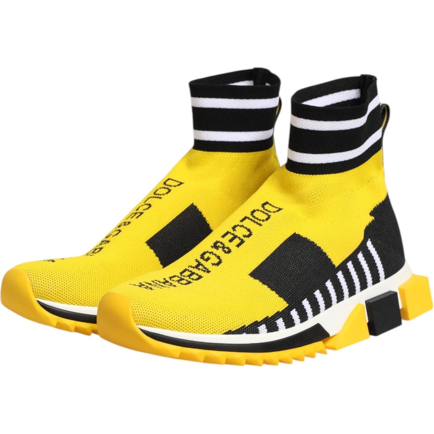 Dolce & Gabbana Yellow Black Sorrento Socks Sneakers Shoes LA12755-35.5
