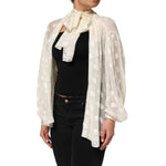 Dolce & Gabbana Off White Logo Monogram Ascot Collar Top TSH90738-38