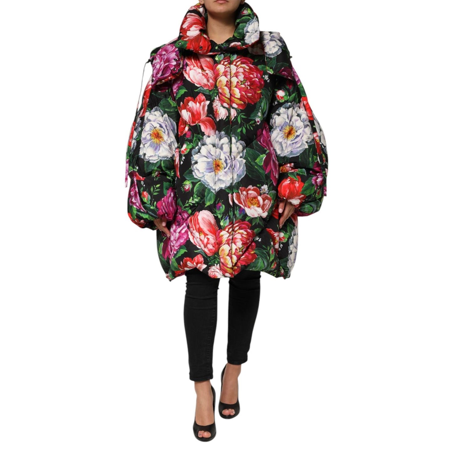 Dolce & Gabbana Multicolor Floral Hooded Puffer Coat Jacket JKT41499-52