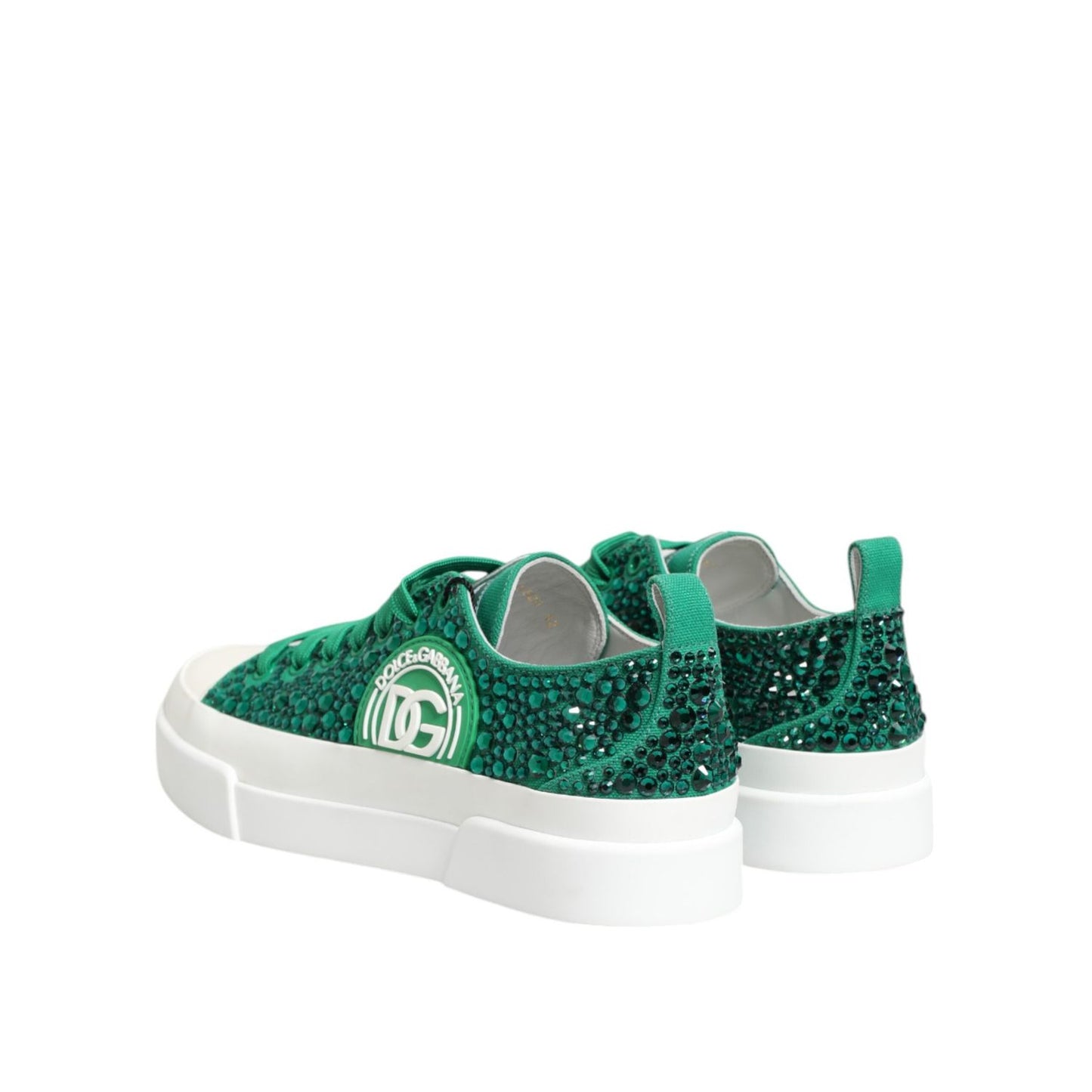 Dolce & Gabbana Green Portofino Crystal DG Logo Sneakers Shoes LA12772-41