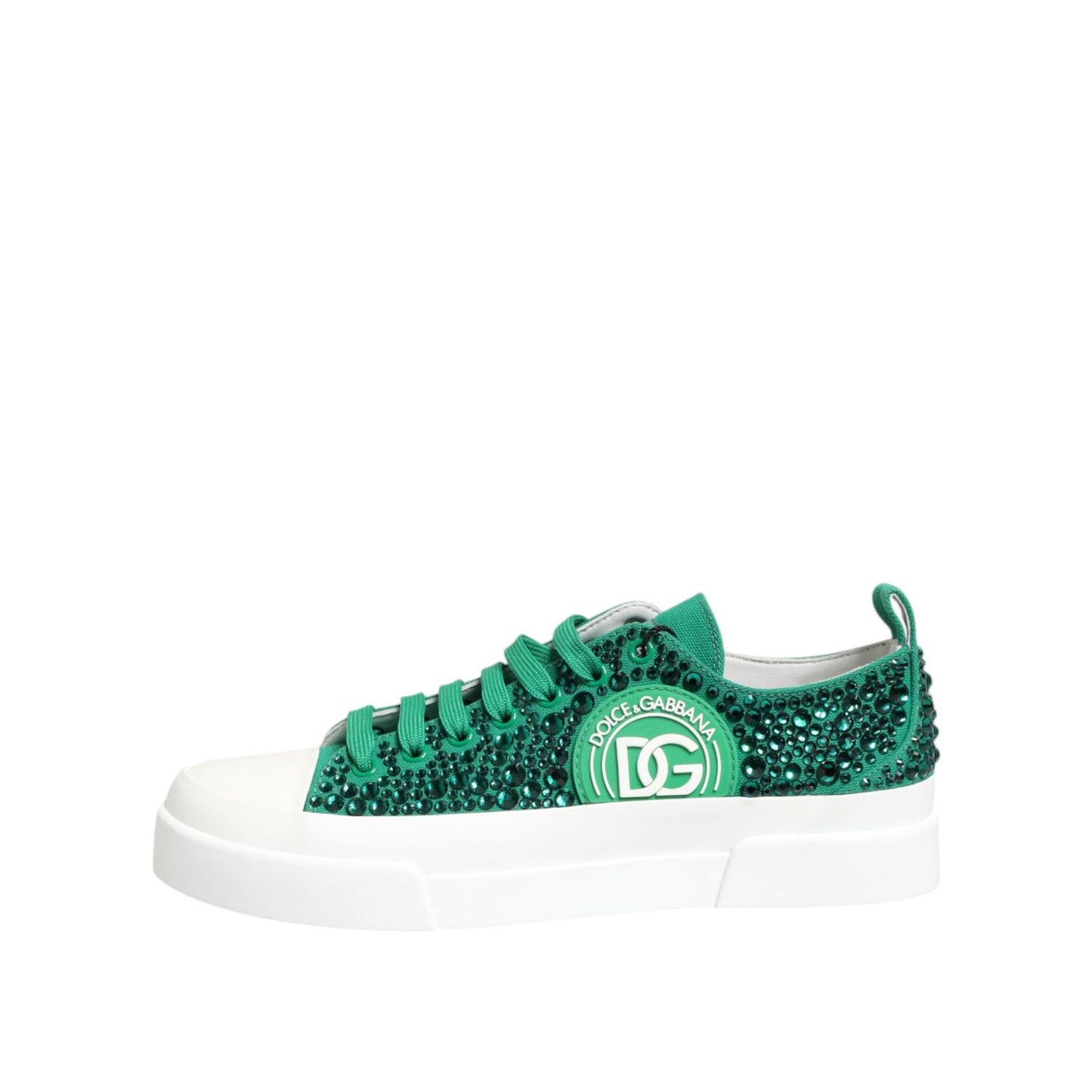 Dolce & Gabbana Green Portofino Crystal DG Logo Sneakers Shoes LA12772-41