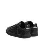 Dolce & Gabbana Black Floral Lace Low Top Sneakers Shoes LA12775-35