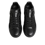 Dolce & Gabbana Black Floral Lace Low Top Sneakers Shoes LA12775-35