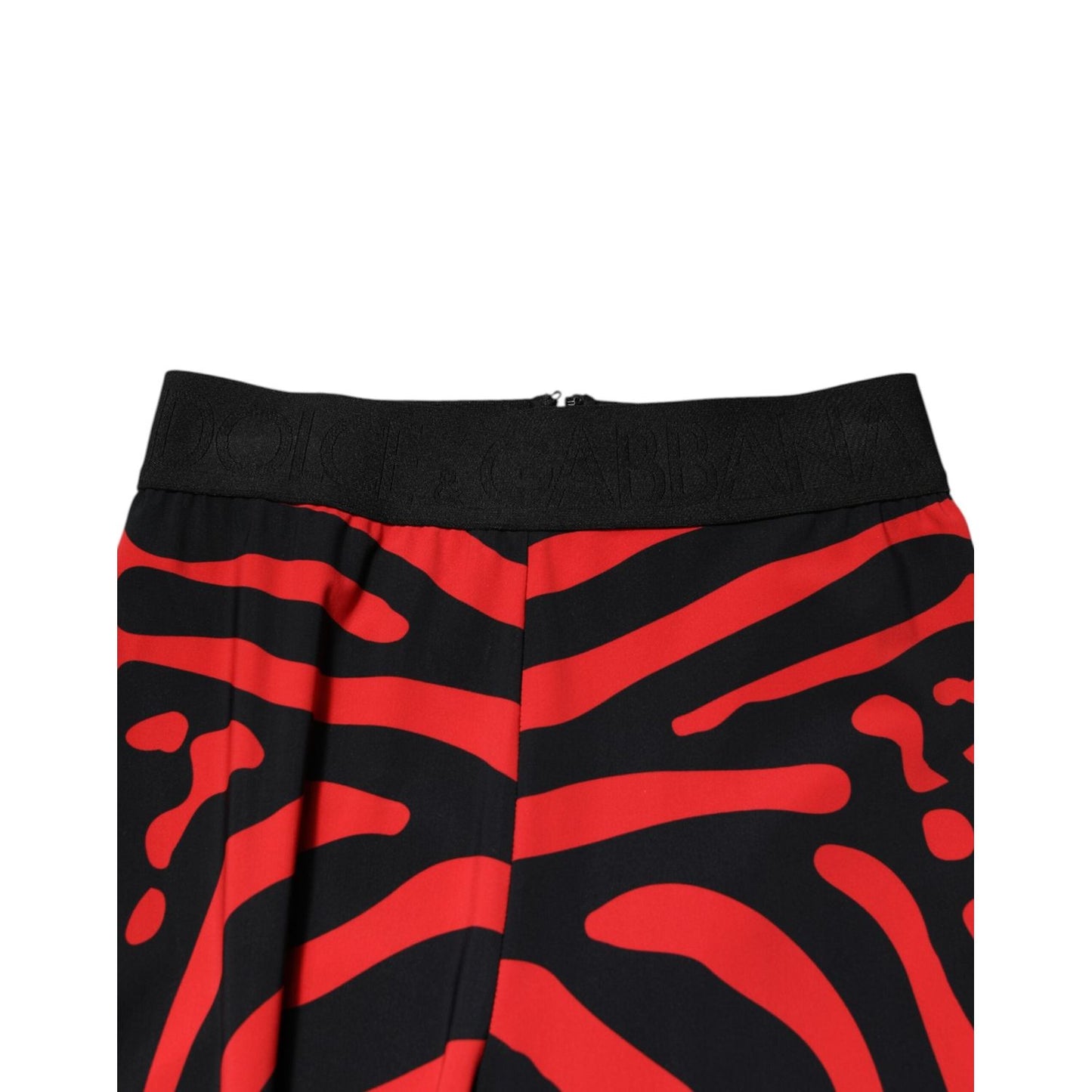 Dolce & Gabbana Black Red Nylon Logo Waisted Leggings Pants PAN76678-40
