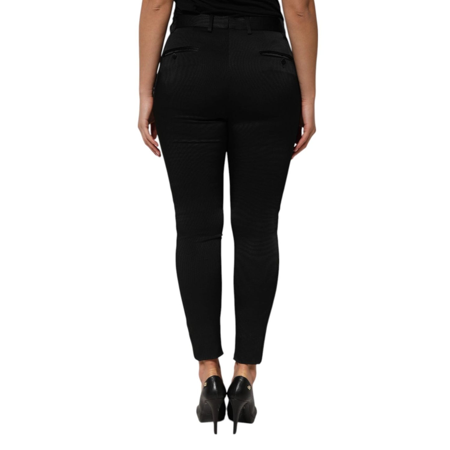 Dolce & Gabbana Black Acetate HighWaist Tapered Trouser Pants PAN76690-40