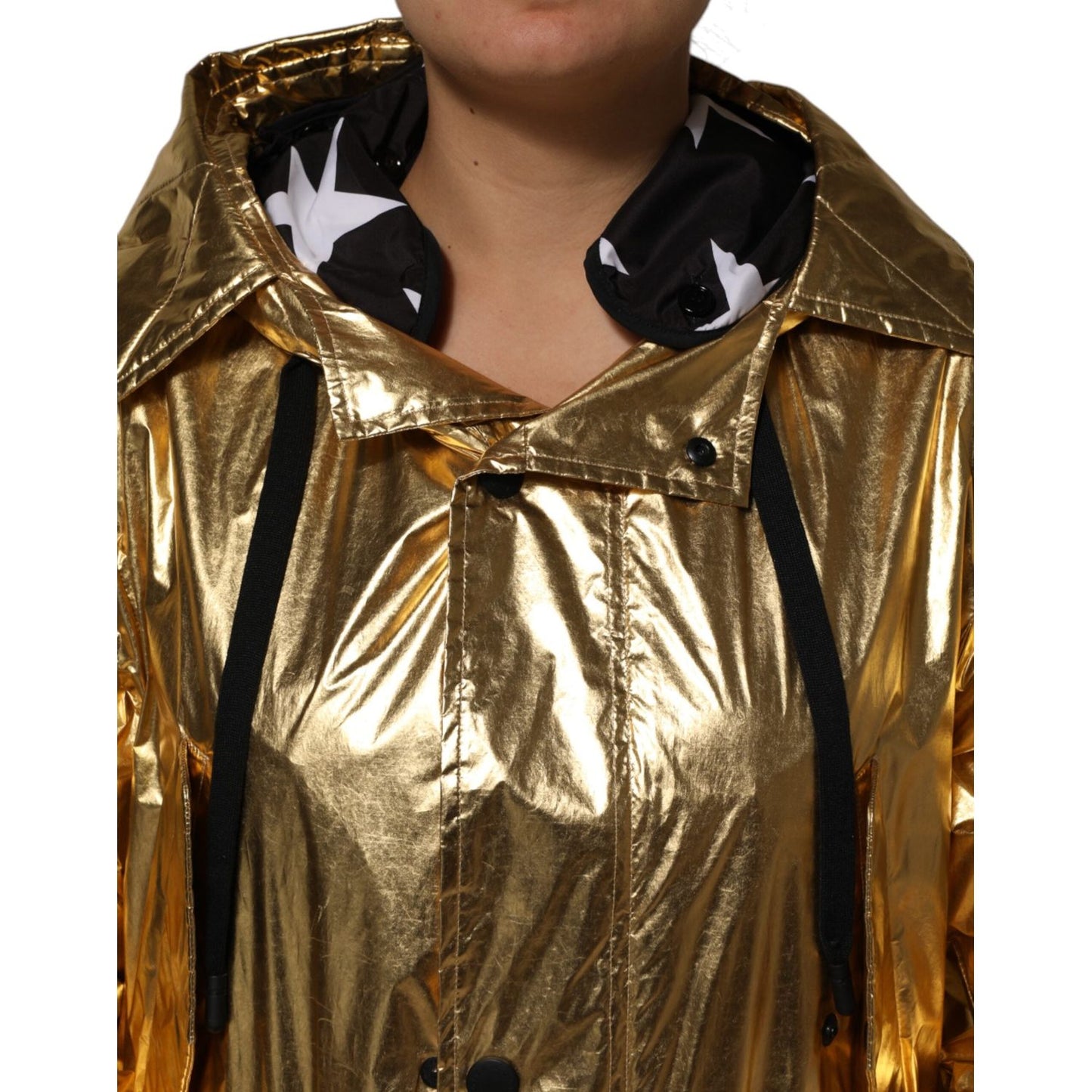 Dolce & Gabbana Gold Hooded Long Sleeves Trench Coat Jacket JKT41503-40