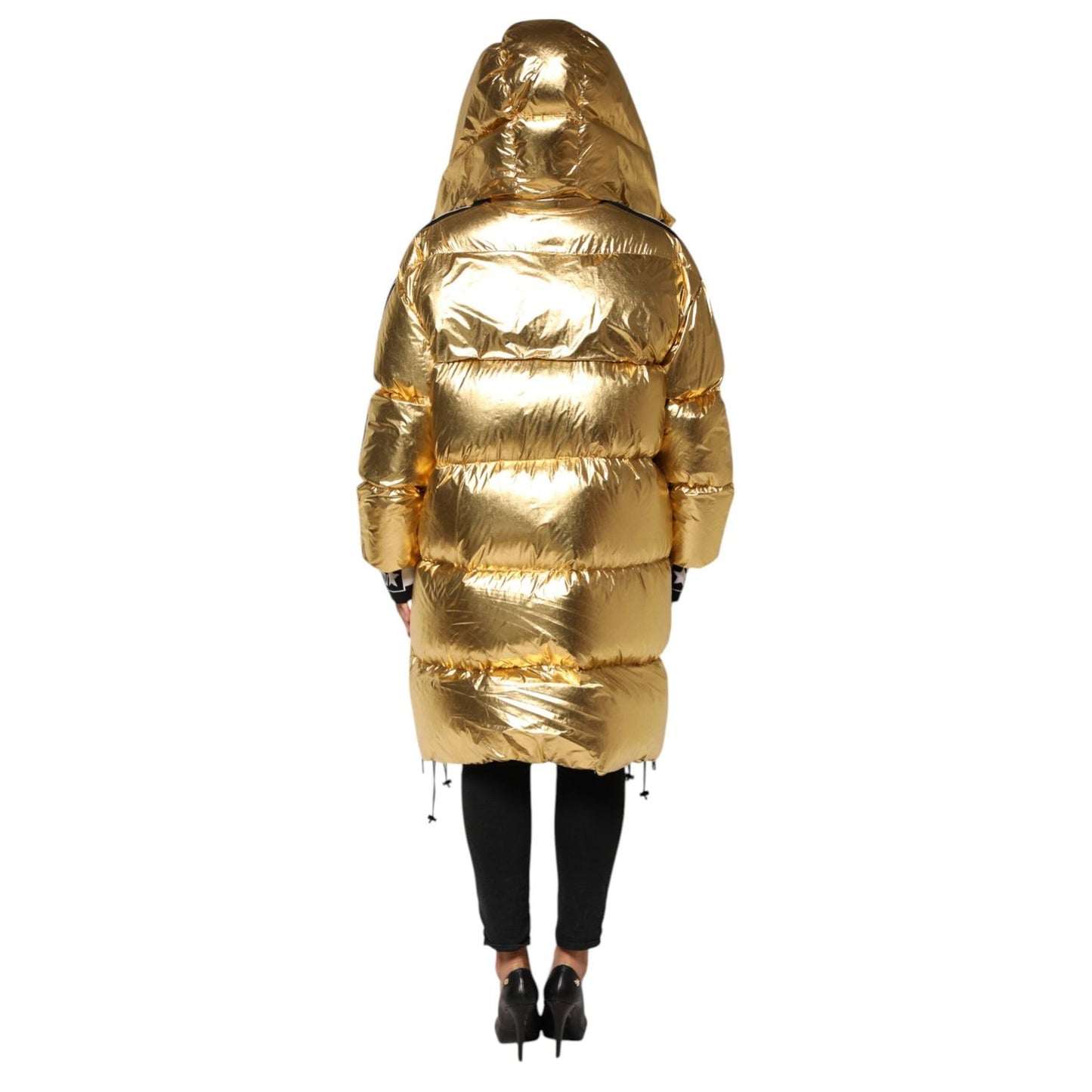 Dolce & Gabbana Gold Hooded Puffer Quilted Full Zip Jacket JKT41504-40