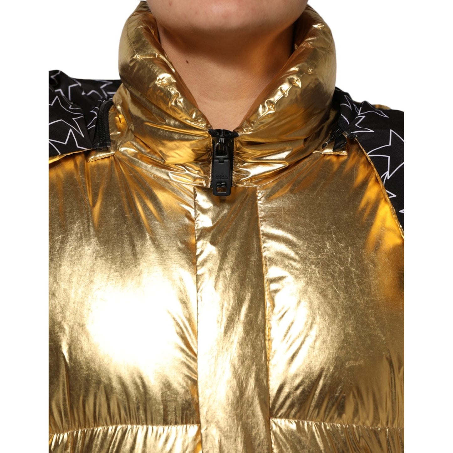 Dolce & Gabbana Gold Hooded Puffer Quilted Full Zip Jacket JKT41504-40