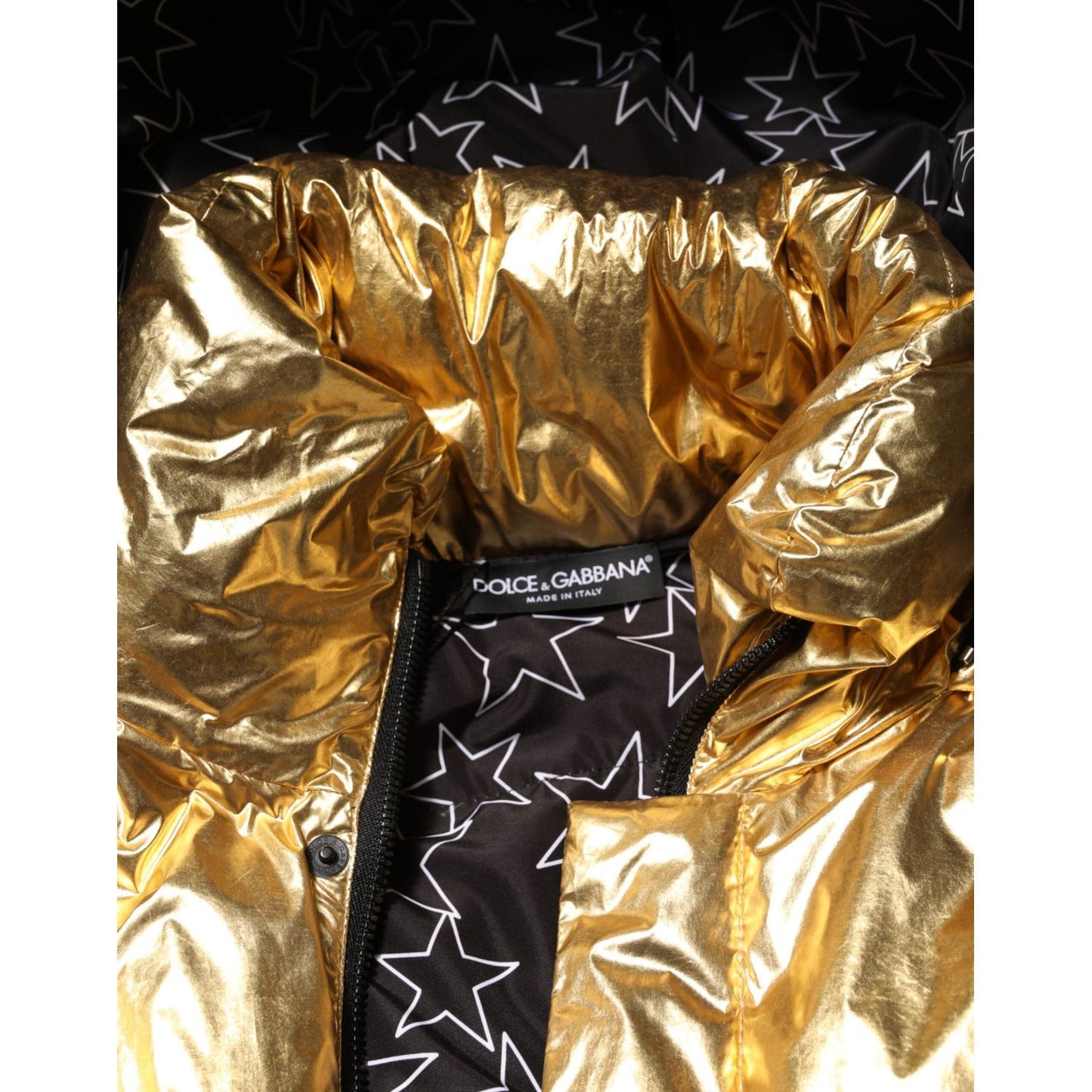 Dolce & Gabbana Gold Hooded Puffer Quilted Full Zip Jacket JKT41504-40