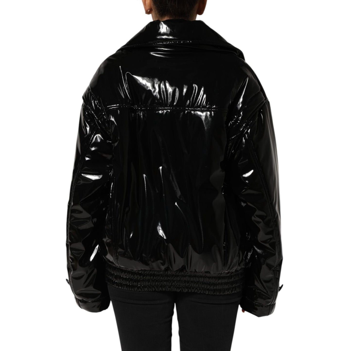 Dolce & Gabbana Polyester Black Quilted Puffer Coat Jacket JKT41505-38