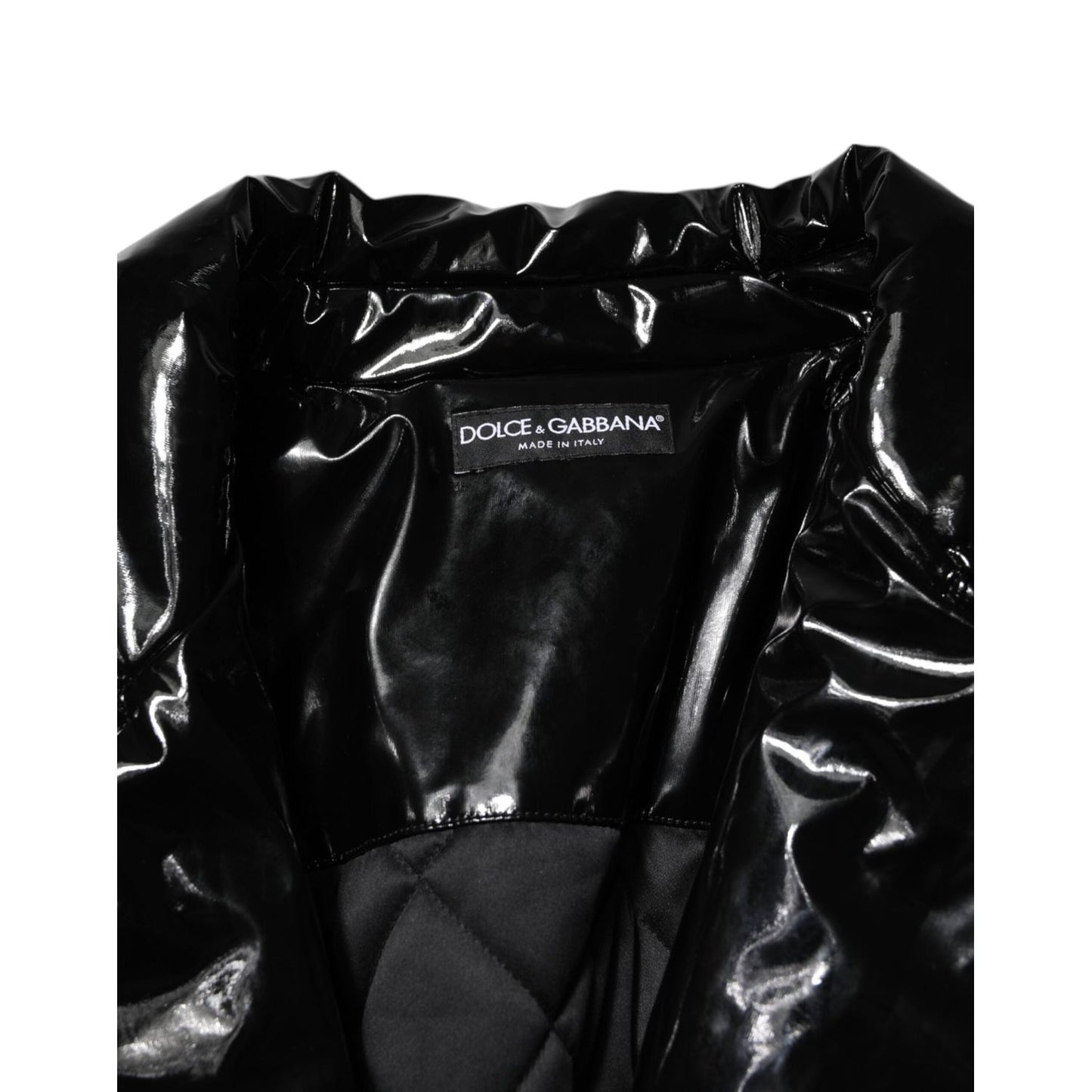 Dolce & Gabbana Polyester Black Quilted Puffer Coat Jacket JKT41505-38