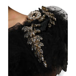 Dolce & Gabbana Black Crystal Embellished Midi A-line Dress DR28246-38