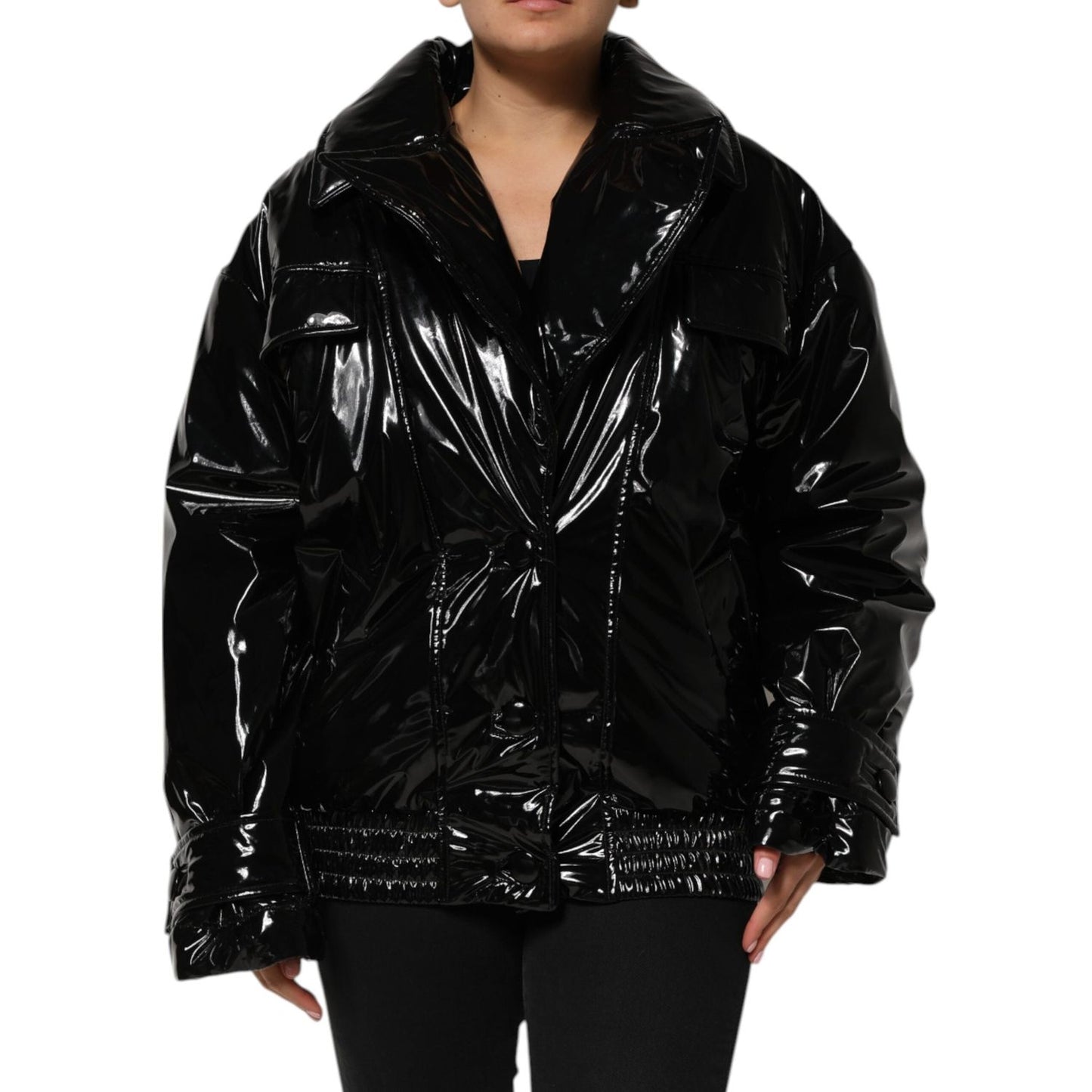 Dolce & Gabbana Black Polyester Quilted Puffer Coat Jacket JKT41568-40