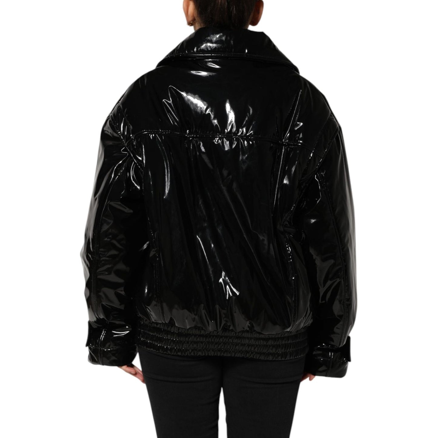 Dolce & Gabbana Black Polyester Quilted Puffer Coat Jacket JKT41568-40