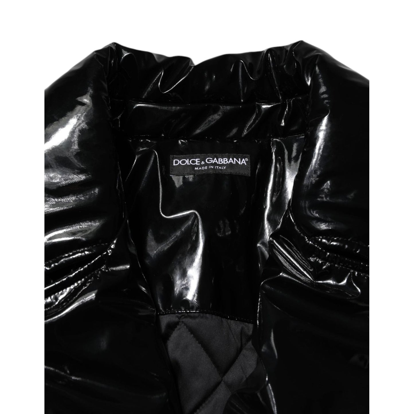 Dolce & Gabbana Black Polyester Quilted Puffer Coat Jacket JKT41568-40