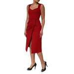 Dolce & Gabbana Red Viscose Stretch Slit Sheath Midi Dress DR81502-38