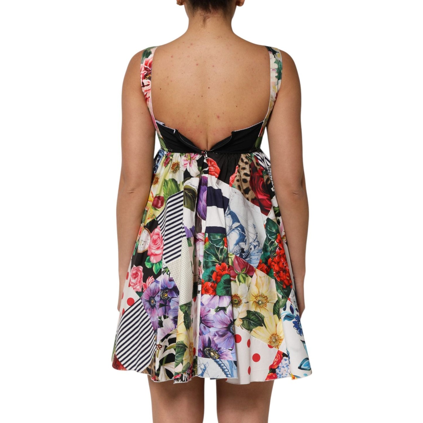 Dolce & Gabbana Multicolor Patchwork Cotton AlineMini Dress DR81678-36