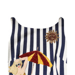 Dolce & Gabbana Blue White Striped Embroidered A-line Dress DR81809-38