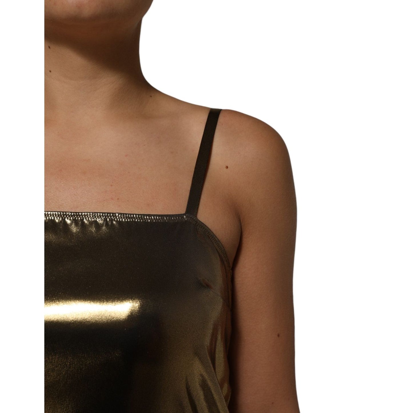 Dolce & Gabbana Metallic Gold Sleeveless A-line Mini Dress DR81829-40